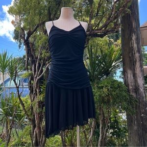 Vintage y2k Black Asymmetrical Ruffled Mini Dress